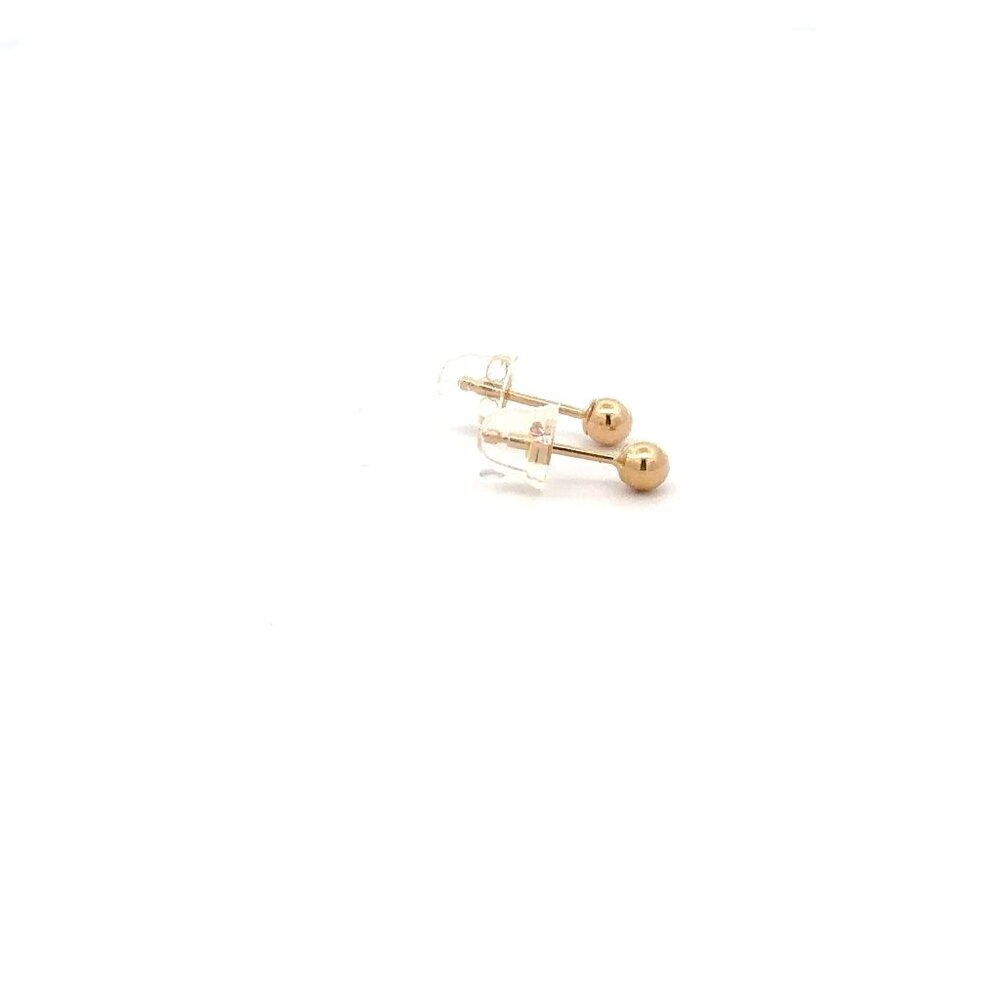 14K Gold Earrings Stud Ball Tiny 3mm Silicone Covered Backings - Picture 6 of 6